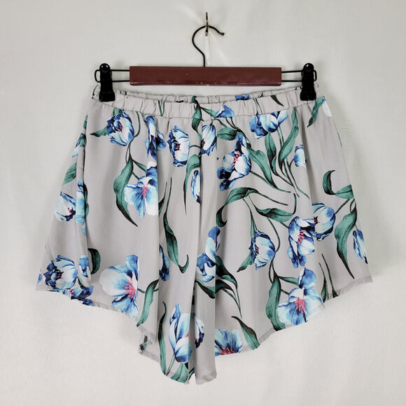 Peach Love Shorts Womens Small Gray High Rise Floral Lined Stretch Waist - Picture 2 of 10